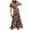 Red, variant on Fesfesfes Spring Dresses for Women Vintage Floral Printed Boho Dress V Neck Micro Sleeve Casual Long Dress Waist Lace Up High Slit Beach Dress