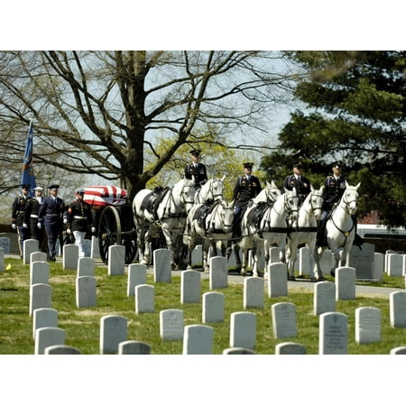 Service Casket - A Joint Service Honor Guard Escorts the Caisson Carrying a Casket Print Wall Art By Stocktrek Images