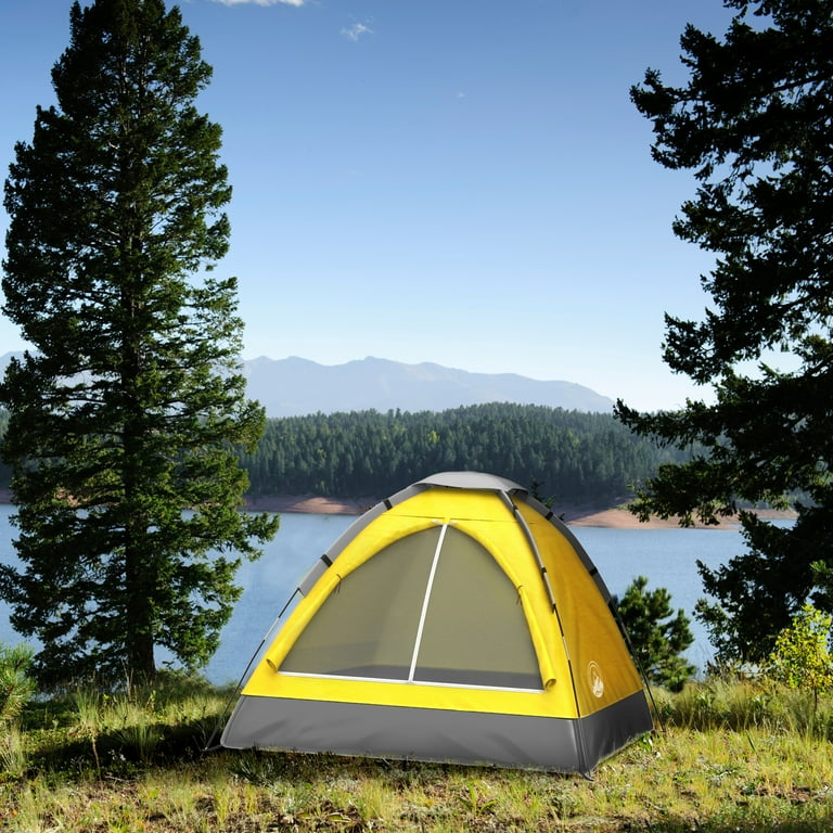 2-Person Dome Tent with Rain Fly & Carry Bag by Wakeman Outdoors, Adult Unisex, Size: 77, Yellow