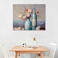 thumbnail image 3 of JEUXUS Blue Beach Ocean Floral Bathroom Decor Coastal Seaside Painting Canvas Print for Bathroom Living Room Bedroom Kitchen and Office Wall Decor, 3 of 5