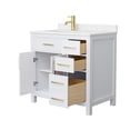 thumbnail image 3 of Wyndham Collection Beckett 36" Wood Single Bathroom Vanity in White/Gold, 3 of 6