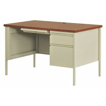 Hirsh Office Desk, Right Hand Pedestal, 48"W x 30"D, Putty/Oak 20436