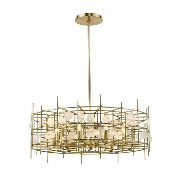9 Light Chandelier in Fusion Style 32 inches Wide By 14 inches High-Aged Brass Finish Bailey Street Home 372-Bel-4185868