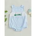 thumbnail image 4 of Suealasg Baby Boy Romper for Summer Loose Fit Golf Embroidery Plaid Smocked Crew Neck Sleeveless Infant Jumpsuit, 4 of 9