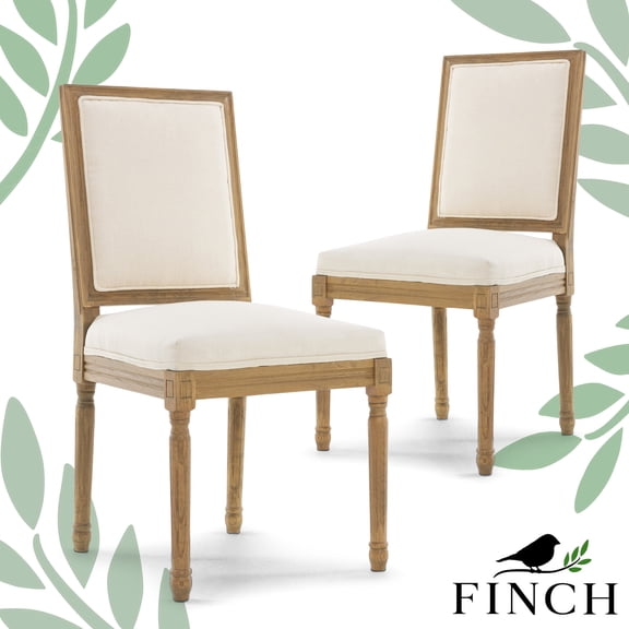 Finch Elmhurst Farmhouse Upholstered Dining Chair Set, Vintage Cream, 2-Pack