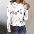 thumbnail image 2 of T-shirts à Manches Longues pour Femmes à Col Rond Imprimé Floral Tunique Blouse Décontractée Douce, 2 of 5