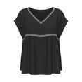 thumbnail image 4 of Turilly Boho Lace Trim Blouse for Women V-Neck Short Sleeve Loose Fit Casual Peplum Top Button Shirts, 4 of 6