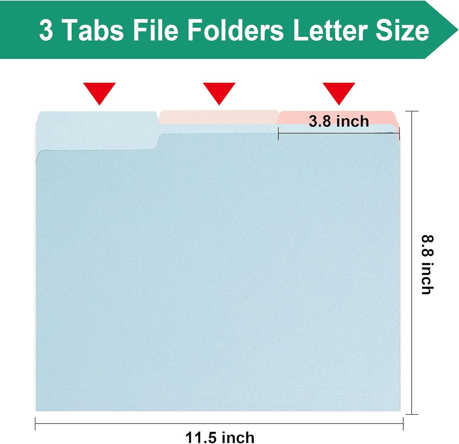 18 Pack Blue File Folders 8.5 x 11 Inch,1/3 Cut Tab Colored Two Tone File Folders Letter Size,Office Folders for Document
