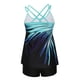 thumbnail image 3 of Traje de baño de 2 piezas para mujer, trajes de baño para mujer, traje de baño de mujer con abertura trasera, estampado de hojas multicolor, pantalones y tirantes, traje de baño dividido para mujer, 3 of 5