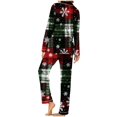 thumbnail image 7 of Feancey Christmas Snowflakes Pajama Sets for Women 2 Piece Loungewear Outfits Fall Long Sleeve Button Down Sleepwear and Pants Pjs Set Christmas Multicolor L, 7 of 7