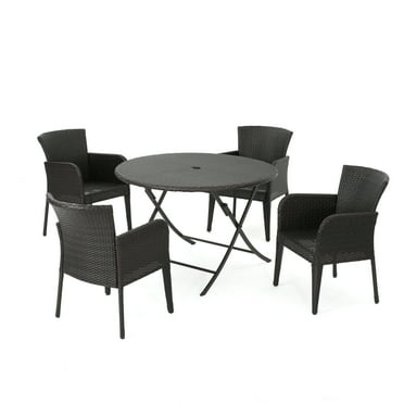 GDF Studio Zinnia Outdoor Wicker 5 Piece Dining Set, Multibrown