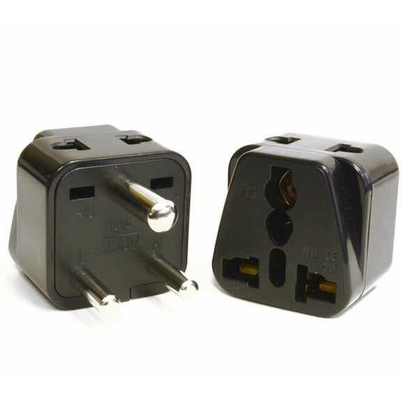 OREI European (Schuko) to India Plug Adapter - Convert European Type E/F Input to India Type D Three Prong Output Connection - Heavy Duty - Black Color (4 Pack)