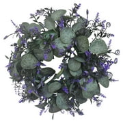 11.8Inches Artificial Green Leaf Lavender Wreath Spring Summer Outdoor Ornaments