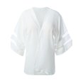 thumbnail image 3 of Women's Short Sleeve Beachwear Sheer Chiffon Kimono Cardigan Solid Casual Capes Beach Cover up Cardigan, 3 of 8
