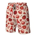 thumbnail image 6 of Uemuo Tomatoes Pattern Men's Swim Trunks Hawaiian Beach Bathing Suit Swimsuits Beach Quick-Dry Shorts with Pockets-Small, 6 of 9