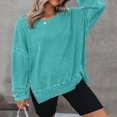 thumbnail image 5 of Godom Womens Long Sleeve Tops Oversized Sweatshirts Waffle Knit Crew Neck Fashion Side Slits Casual Pullover, 5 of 7