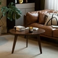 thumbnail image 4 of MAYEERTY Solid Oak Wood Round Coffee Table – Walnut Color, 60 x 60 cm, 4 of 7