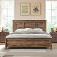thumbnail image 6 of ACCOHOHO Rustic King Size Bed Frame with 52" Tall Full-Panel Headboard, Wood Platform Bedframe with Footboard and Storage Drawers, No Squeak, No Box Spring Needed, Light Brown, 6 of 8