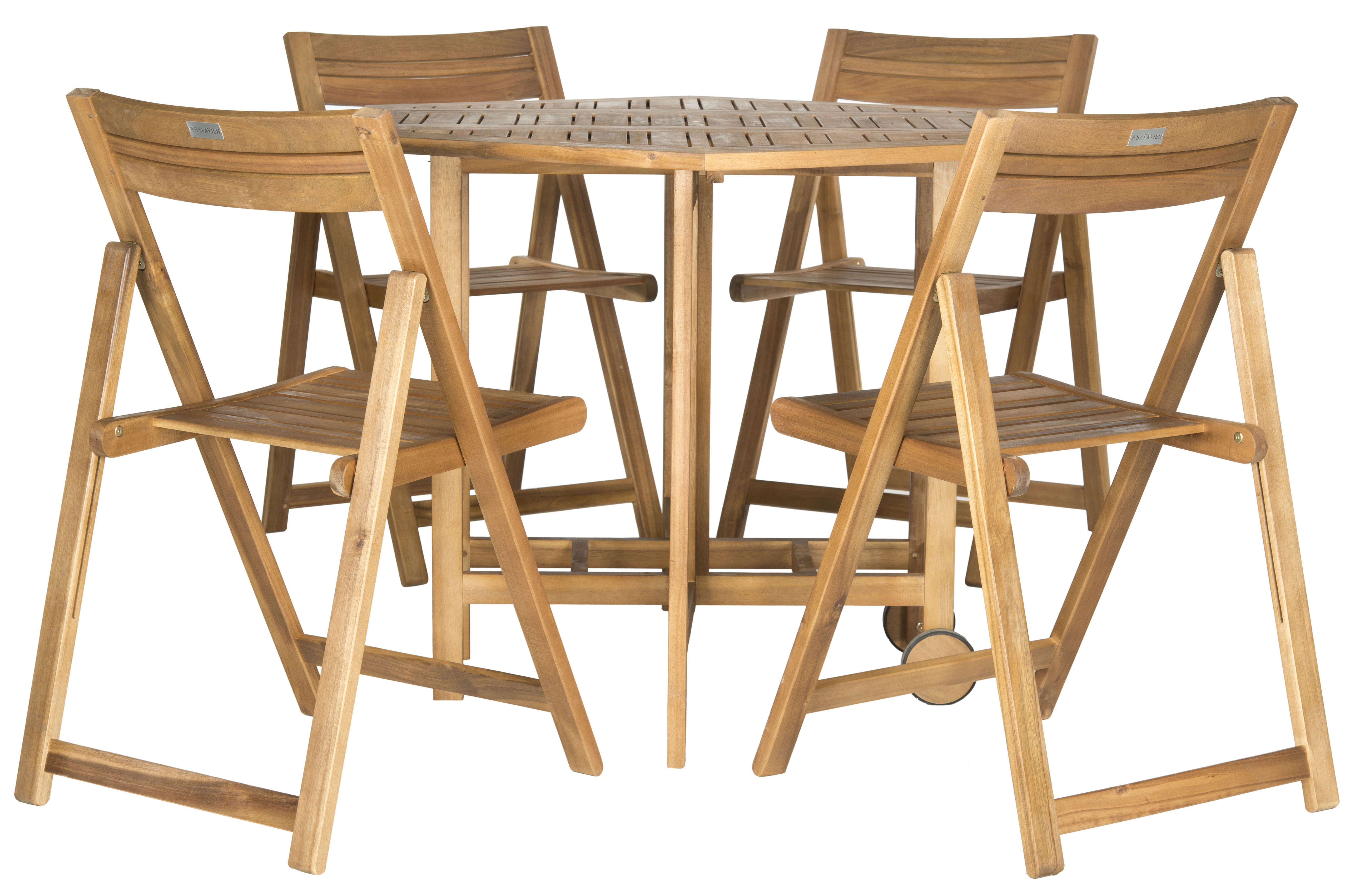SAFAVIEH Outdoor Collection Kerman Table & 4 Chairs Natural - image 3 of 7