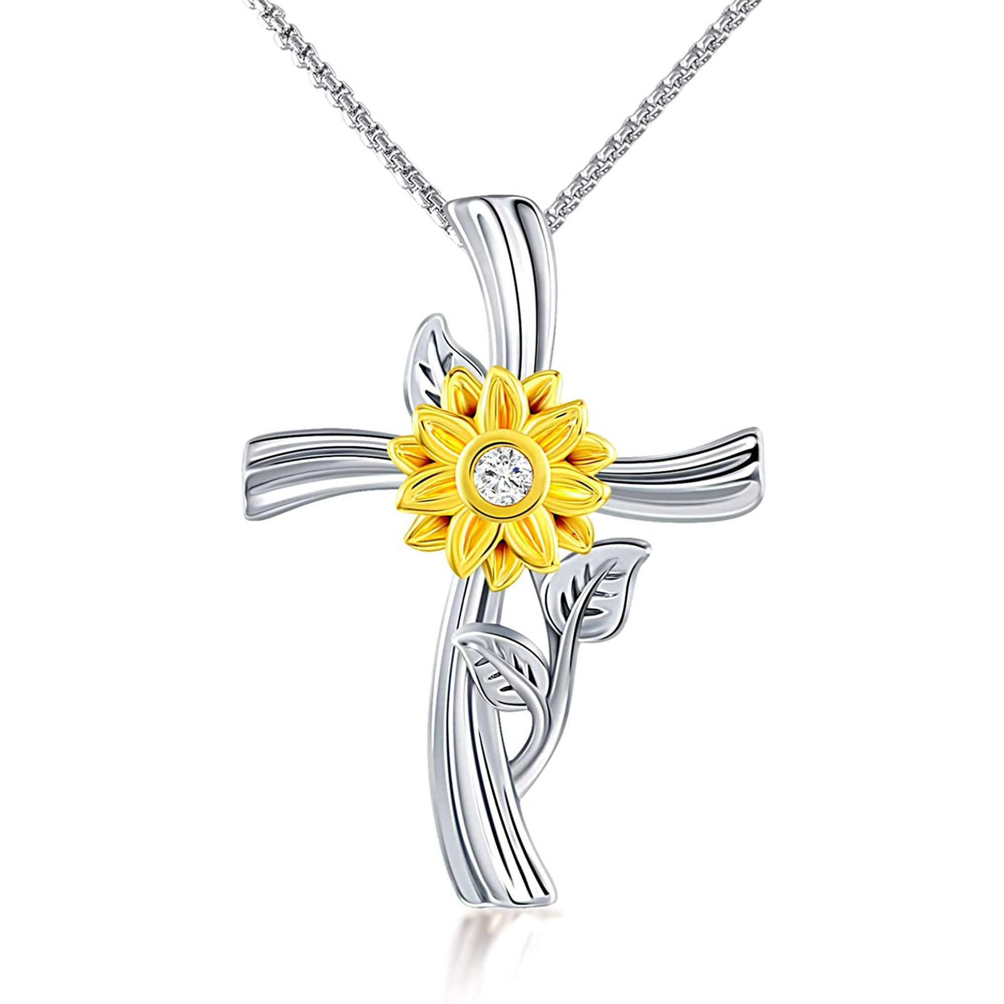 Sunflower And Rose On Cross