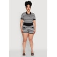 thumbnail image 3 of Womens Plus Size Daisy Striped Cropped Polo Shirt, 3 of 5