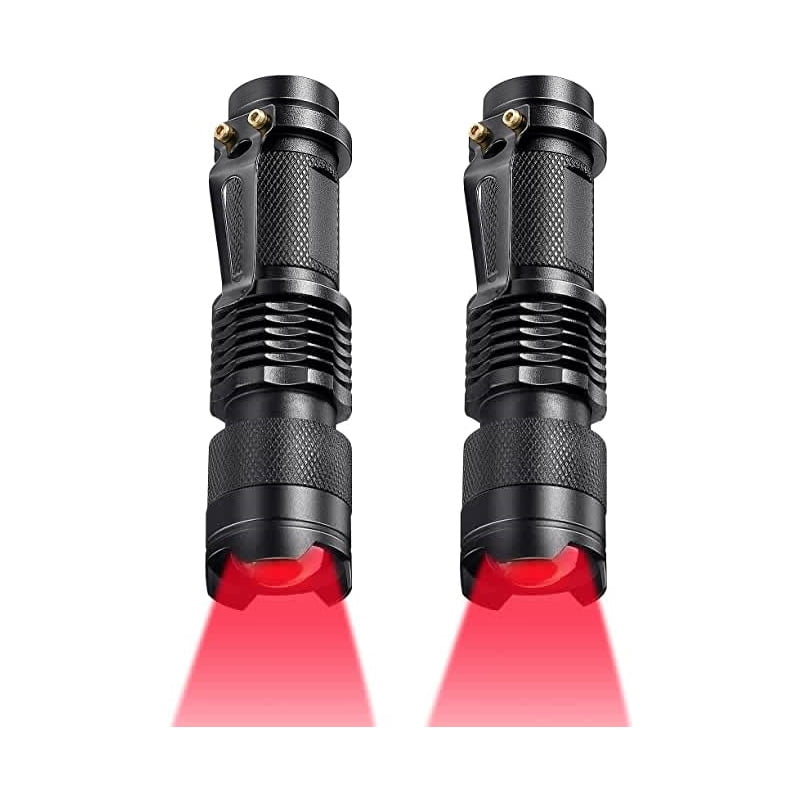 Mengen 2PCS Red LED Flashlight Single Mode Red Light Single Mode Red LED Torch Scalable Red