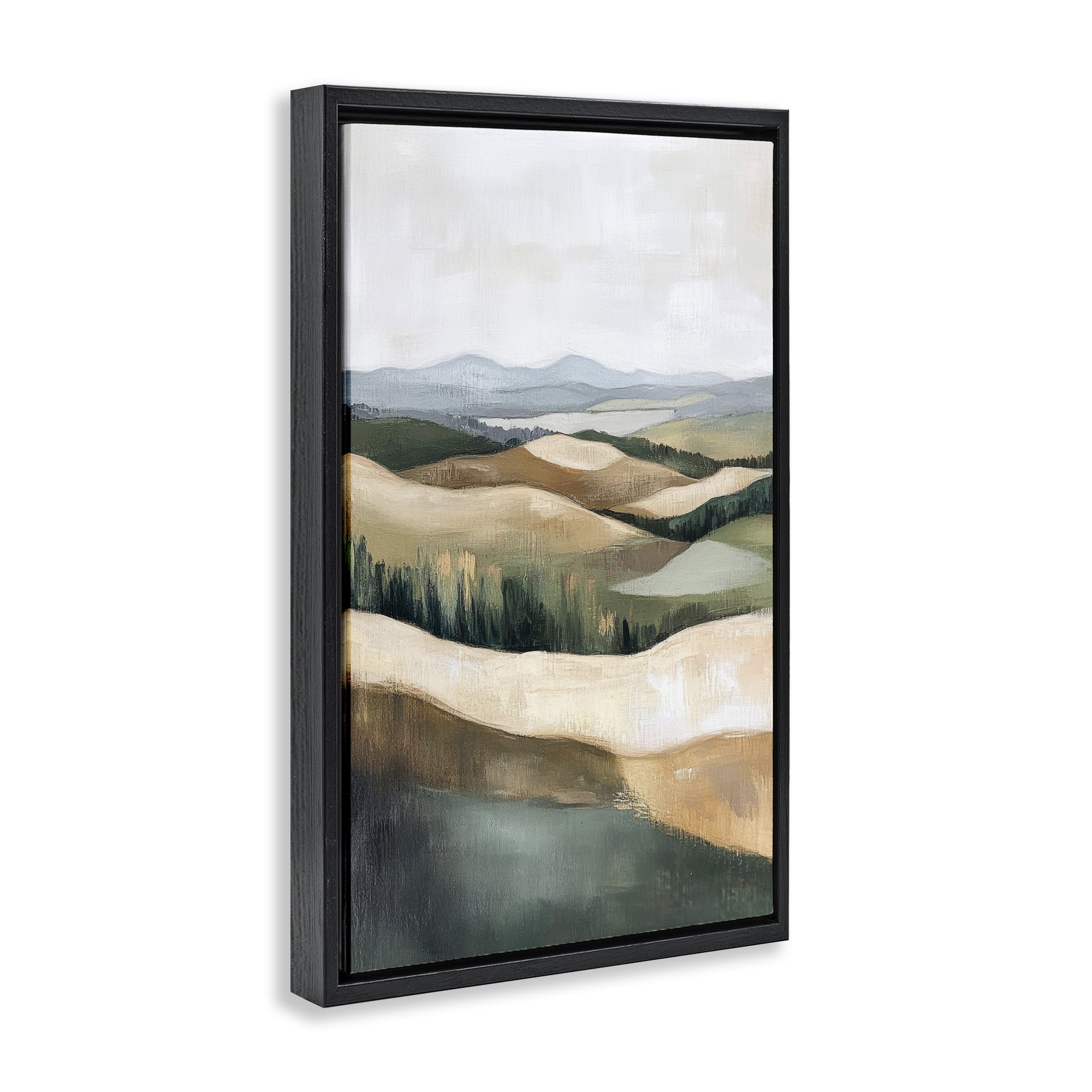 Stupell Industries Tranquil Rolling Hills & Fields Black Framed Floater Canvas Wall Art, design by Petal Prints Design