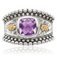 thumbnail image 5 of 925 Sterling Silver Vintage Cut Cushion-Cut Purple Amethyst Ring Gemstone Band, 5 of 8