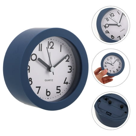 WHAMVOX 1Pcs Dark Blue Round Plastic Alarm Clock With Night Light Silent Operation For Kids Bedroom Decor