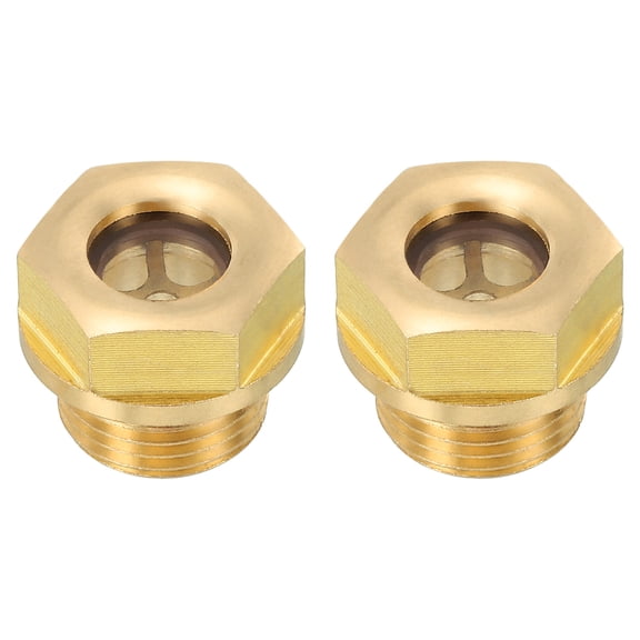 Uxcell Air Compressor Oil Sight Glass, 2 Pack G 3/8" Brass Oil Liquid Level Gauge