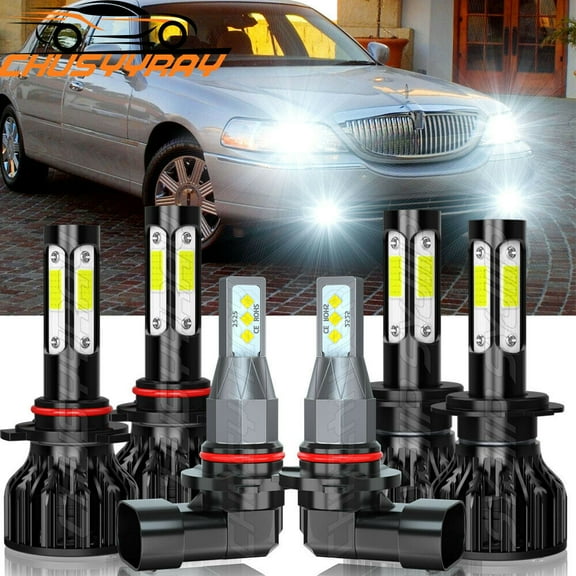 For Lincoln Town Car 2003-2011 LED Headlight Kit High Low  Fog Light Bulbs 6000K