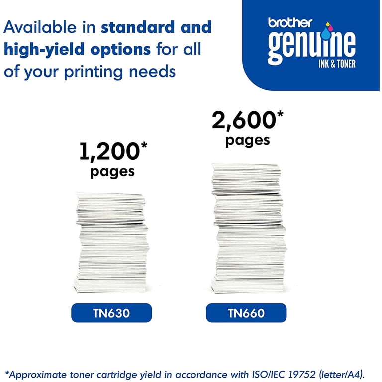 Brother Genuine TN630 Black Toner Cartridge - 1200 Page Yield For HL-L2380DW, MFC-L2700DW Series
