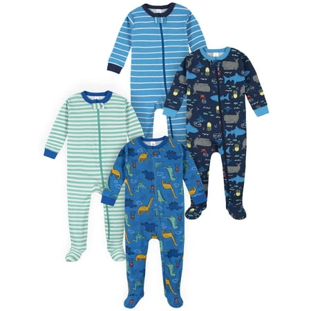 Gerber Baby & Toddler Boys Snug Fit Footed Cotton Pajamas 4-Pack (0/3 Months-5T)