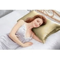 thumbnail image 2 of Hannah Linen Standard Size Beige Pillowcase, Satin Pillow Cases Set of 2 with Envelope Closure, 2 of 10