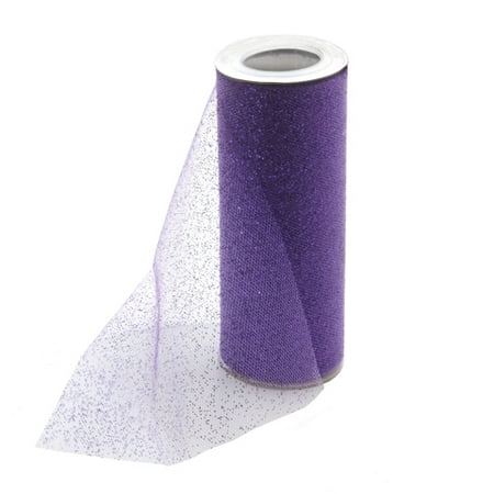 6yd Latex - Glitter Tulle Roll: Purple, 6 in x 10 yd