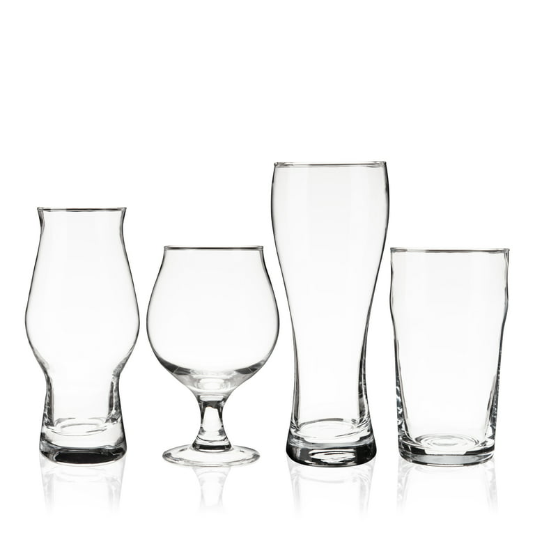 Beer Glasses Set, Tall Footed Pilsner Glass, Pint Beer Drinking Set,  Lead-Free Brewery Tumblers, Craft Beer Tasting Glass, 4 PCs