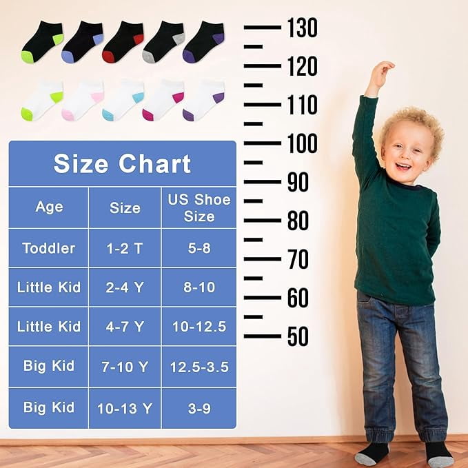 25 Pairs Toddler Kids Socks, Ankle Athletic Low Cut Short Socks for Boys Girls 1-14 Years