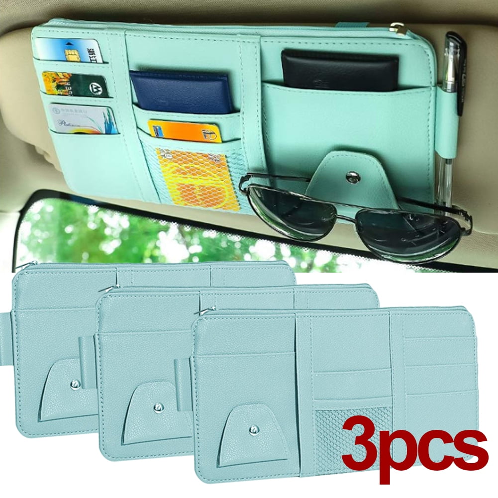 Car Interior Sun Visor Organizer Pocket Card Pen Phone Holder Storage Mesh Bag, Document