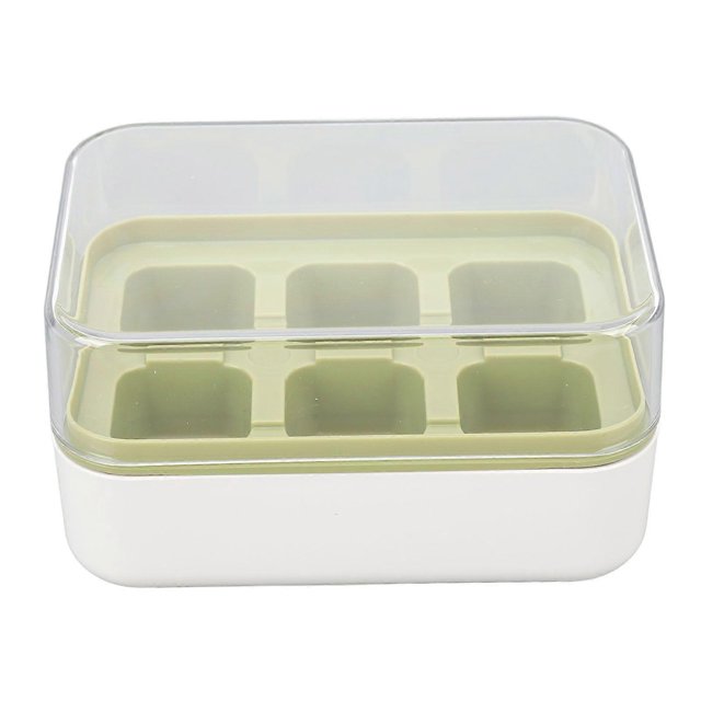Ice Cube Tray with Lid 6 Cubes Silicone Mini Ice Tray for Freezer Cocktails Whiskey Beverages Easy Release Stackable Green