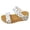 White, variant on Rokment Women's Polka Dot Cork Footbed Slip on Dress Sandals Retro Beach Casual Leather Open Toe Platform Wedge Chunky Heels Slides Comfortable Backless Walking Summer Shoes Black Size 6.5