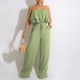 thumbnail image 4 of Gibobby pantalones siameses Nuevo mono con volantes en el pecho informal sin mangas de color sólido para mujeres europeas y(Verde， XXL), 4 of 5