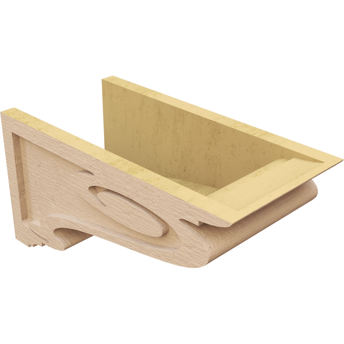 9"W x 18"D x 9"H Wide Scroll Rough Cedar Woodgrain TimberThane Corbel, Primed Tan
