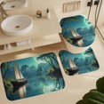 thumbnail image 5 of Fantasy Ship Print Shower Curtain Set 4-Set Moonlight Magical Bathroom Decor Set Night Scene Includes Floor Mat ,U-Mat ,Toilet Cover Mat ,Shower Curtain with 12 Hooks,72inx72in, 5 of 7