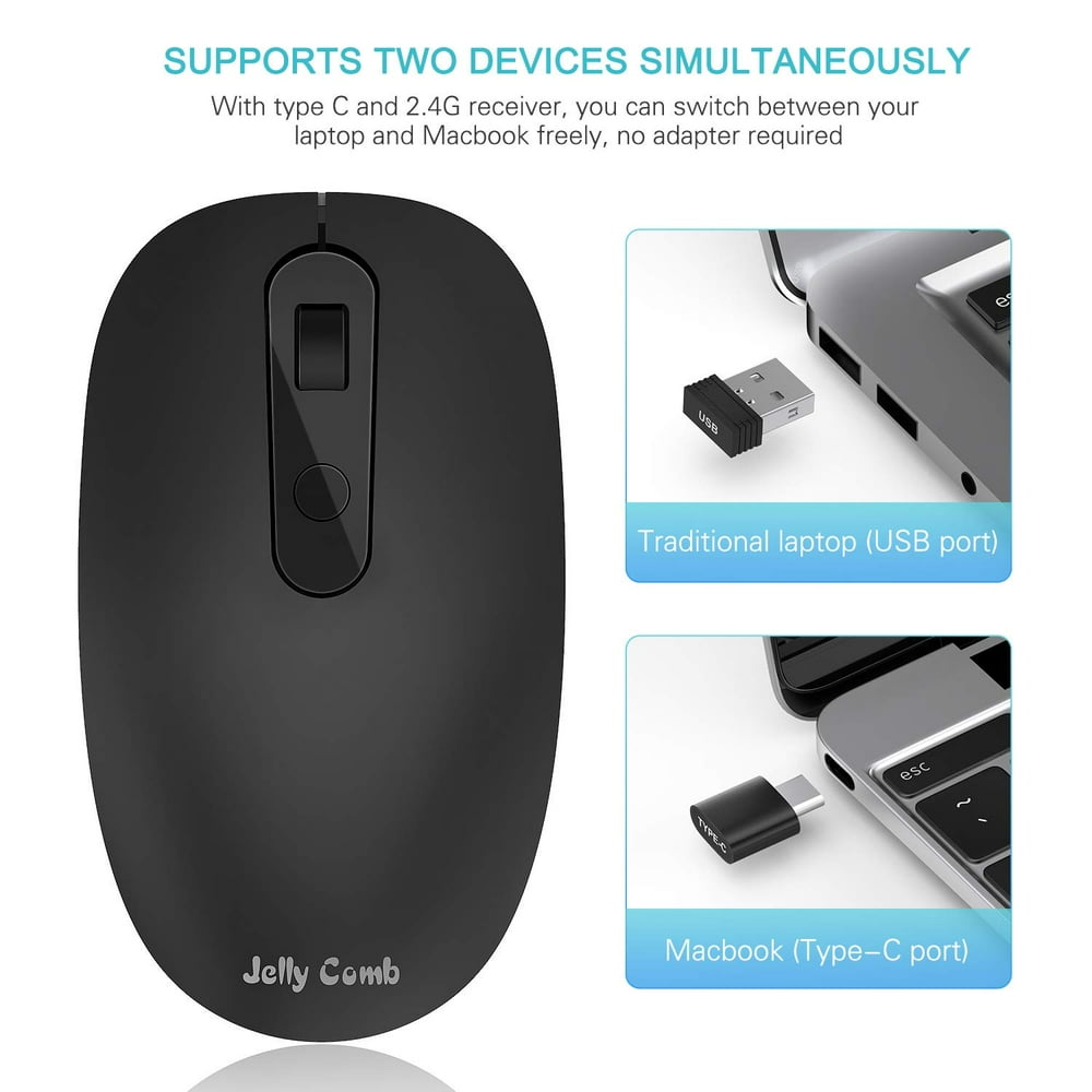 Optical Wireless Mouse,Jelly Comb MS019 2.4G Type C Mouse USB Computer Cordless Mice with USB