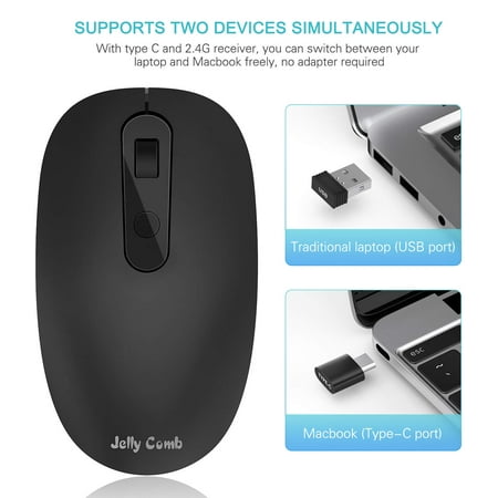 Optical Wireless Mouse,Jelly Comb MS019 2.4G Type C Mouse USB Computer Cordless Mice with USB and Type C Receiver Compatible with Notebook, PC, Laptop, Computer, MacBook and all Type-C