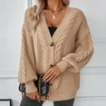 thumbnail image 6 of Scyoekwg Cardigan Sweaters for Women Button Sweater Cardigan Top Coat Winter Warm Jackets Casual Long Sleeve Solid Color Loose Outerwear (Khaki,M), 6 of 8
