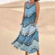 thumbnail image 2 of Vestido de Verano para las Mujeres sin Mangas Lino-Look Impreso Maxi, Suelto Fluido Y Vestido Sexy de Moda para las Mujeres, 2 of 5
