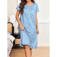 thumbnail image 4 of Avidlove Women Nightgowns with Pockets Button Front Henley House Dresses Ruffle Hem Nightdress Sleepwear Short Sleeve Pajamas Dress, 4 of 8