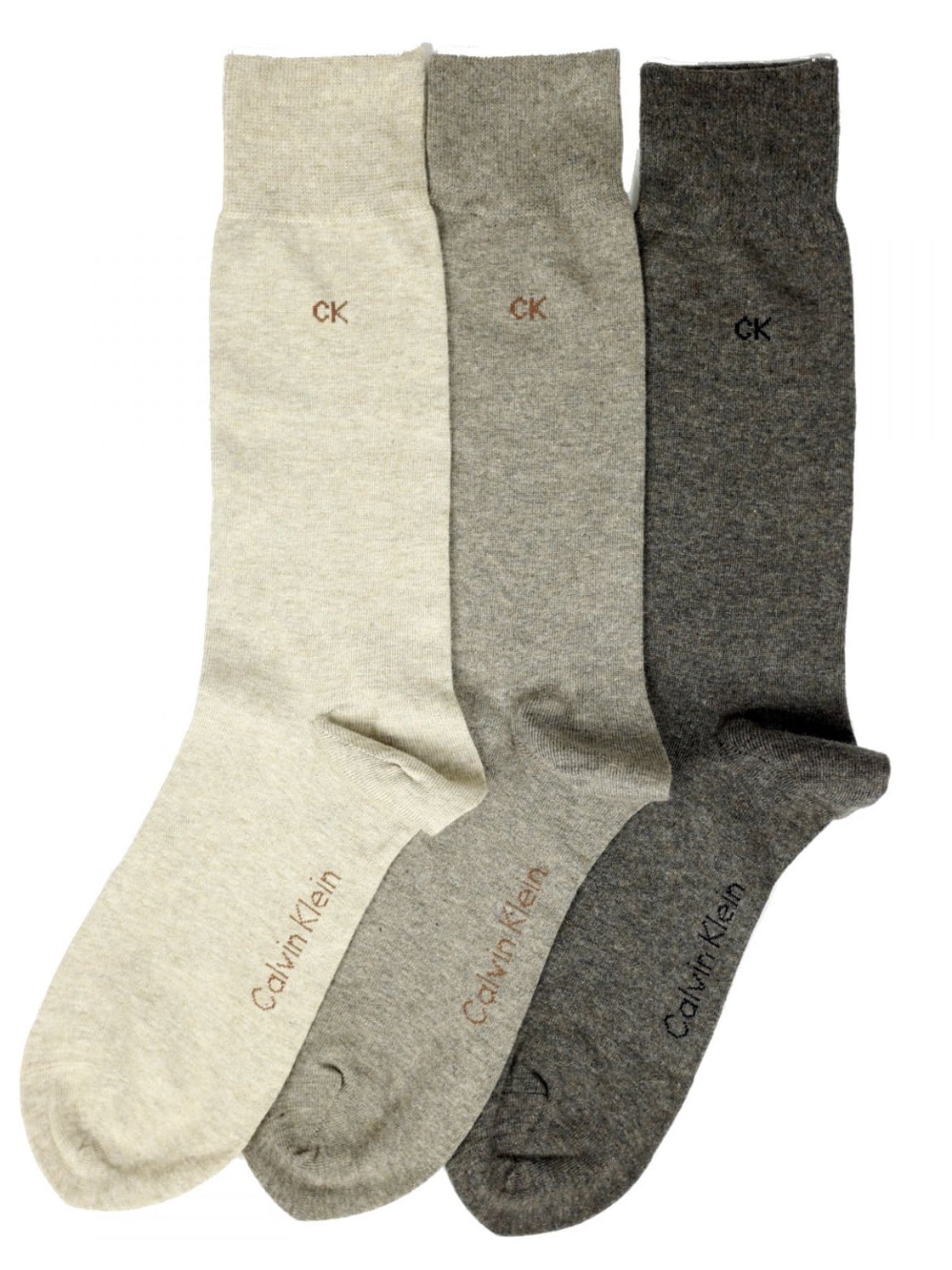 Calvin Klein Men's Flat Knit Crew Socks 3 Pack, Taupe/Heather, Large