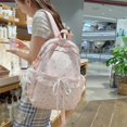 thumbnail image 3 of KKLDOGS Cute Backpack Coquette Floral Back Pack with Lace Trim & Plush Charm Kawaii Backpack for Classes Travel, 3 of 7